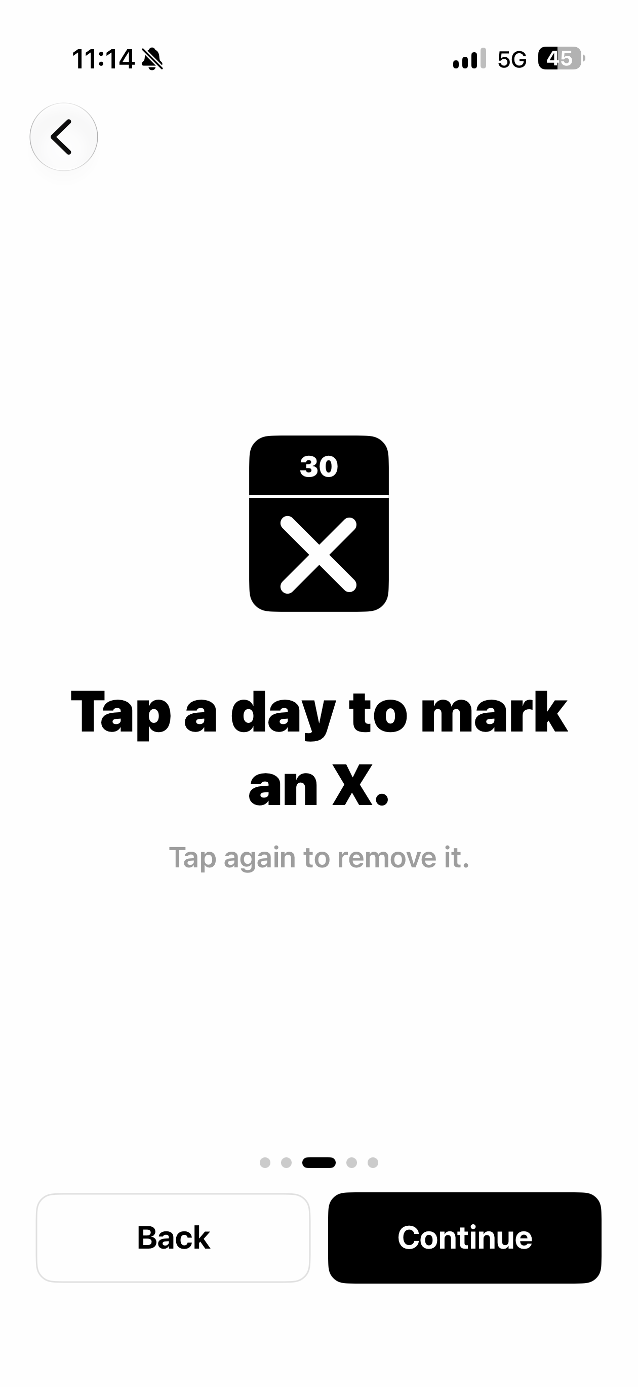 Tap a day to mark an X